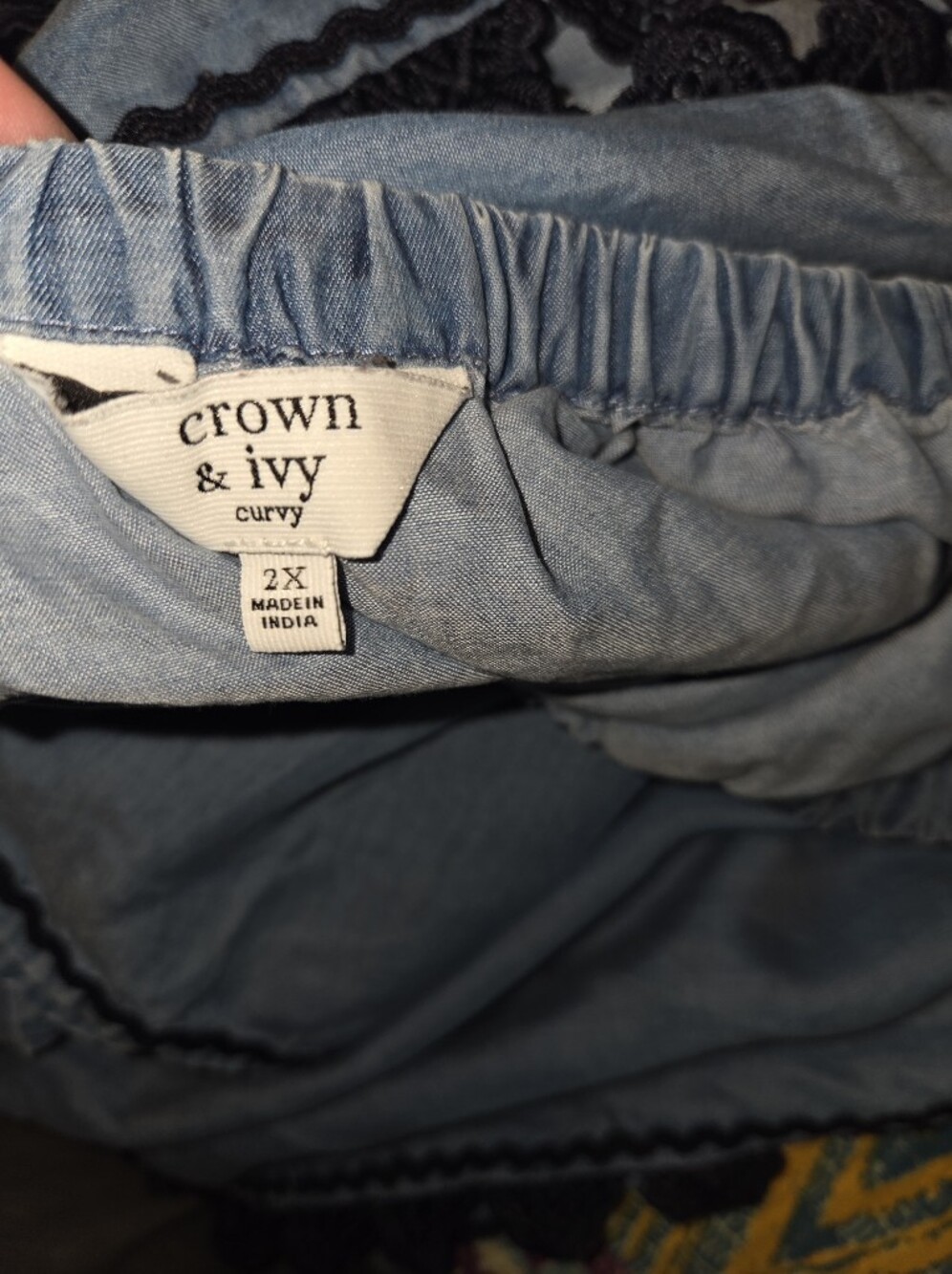 Crown & Ivy Chambray Plus Blouse - Picture 9 of 11